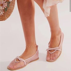 Free People Pink Bow Mesh Flats